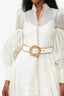 Zimmermann White Linen/Silk Postcard Belted Broderie Anglaise Midi Dress Size 0