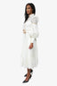 Zimmermann White Linen/Silk Postcard Belted Broderie Anglaise Midi Dress Size 0