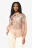 Zimmermann Pink Floral Print Puff-Sleeve Blouse Size 3