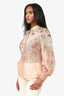 Zimmermann Pink Floral Print Puff-Sleeve Blouse Size 3