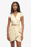 Christian Dior Beige Leather Belted Sleeveless Mini Dress Size 2