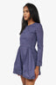 Victoria Beckham Blue/Purple Pattern Long-Sleeve Mini Dress Size 2