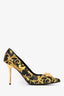 Versace Black/Yellow Leather Baroque Medusa Head Pumps Size 39