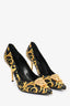 Versace Black/Yellow Leather Baroque Medusa Head Pumps Size 39