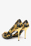 Versace Black/Yellow Leather Baroque Medusa Head Pumps Size 39