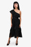 Ulla Johnson Black Ruffled One Shoulder Maxi Dress Size 8