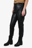 Balmain Vintage Black Leather Straight Leg Pants Size 44