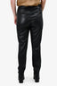 Balmain Vintage Black Leather Straight Leg Pants Size 44