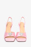 Mach & Mach Pink Satin Crystal Heart Slingback Heels Size 37