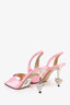 Mach & Mach Pink Satin Crystal Heart Slingback Heels Size 37