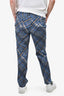 Prada Blue/Brown Printed Check Trousers Size 44