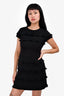 Maje Black Short Sleeve Crochet Detail Dress Size 1