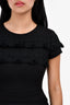 Maje Black Short Sleeve Crochet Detail Dress Size 1