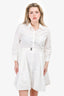 Theory White Pleated Belted Dress Size 8
