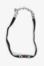 Christian Dior Black Velvet Silver 'DIOR' Choker Necklace