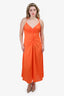 Sandro Orange Ruched Sleeveless Maxi Dress Size 42