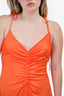 Sandro Orange Ruched Sleeveless Maxi Dress Size 42