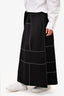 Gabriela Hearst Black Linen Contrast Stitch Maxi Wrap Skirt Size 38
