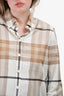 Burberry London Beige/Cream Check Cotton Button-Up Shirt Size 6