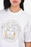 Versace White Medusa Embellished Cropped T-Shirt Size 40