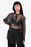 Akris Black Netted Sequin Embroidered Tunic Top Size 4