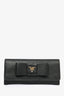 Prada Black Saffiano Leather Bow Detail Wallet