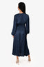 Maje Navy Stud Detailed V-Neck Midi Dress Size 38