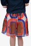 Miu Miu Red/Blue/Brown Silk Patterned Skirt Size 42