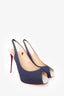 Christian Louboutin Blue/White Denim Open Toe Slingback Sandals Size 41