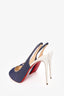 Christian Louboutin Blue/White Denim Open Toe Slingback Sandals Size 41