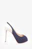 Christian Louboutin Blue/White Denim Open Toe Slingback Sandals Size 41