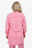 Victoria Beckham Pink/Cream Checked Dipped Hem Blouse Size 8