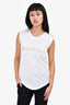 Balmain White/Gold Button Logo Sleeveless T-Shirt Size 34