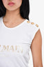 Balmain White/Gold Button Logo Sleeveless T-Shirt Size 34