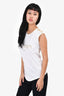 Balmain White/Gold Button Logo Sleeveless T-Shirt Size 34