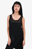 Love Moschino Black Sheer Scalloped Pleated Front Sleeveless Top Size 38