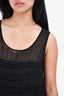 Love Moschino Black Sheer Scalloped Pleated Front Sleeveless Top Size 38