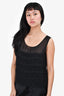 Love Moschino Black Sheer Scalloped Pleated Front Sleeveless Top Size 38