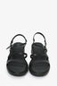 Pre-Loved Chanel™ Black Quilted Lambskin Platform Sandals with Silver Logo Size 37