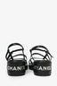 Pre-Loved Chanel™ Black Quilted Lambskin Platform Sandals with Silver Logo Size 37