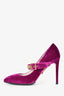 Gucci Purple/Yellow Velvet Diamante Embellished Heels Size 39.5