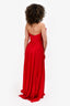 Marchesa Notte Red Pleated Flower Strapless Gown Size L