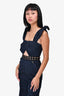 Self-Portrait Navy Eyelet Bow Detail Sleeveless Jumpsuit Size 2