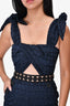 Self-Portrait Navy Eyelet Bow Detail Sleeveless Jumpsuit Size 2