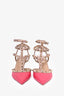 Valentino Fuchsia Pink/Blush Leather Rockstud Cage Heels Size 38.5
