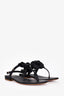 Pre-Loved Chanel™ Black Leather Camellia T-Strap Sandals Size 35.5