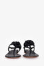 Pre-Loved Chanel™ Black Leather Camellia T-Strap Sandals Size 35.5