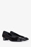 Pre-Loved Chanel™ Black Suede/Patent CC Cap Toe Logo Block Heels Size 34.5