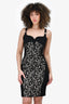 Versace Black/Cream Lace Bodycon Sweetheart Neckline Dress Size 42