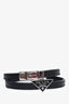 Prada Black Leather Double Strap Logo Bracelet